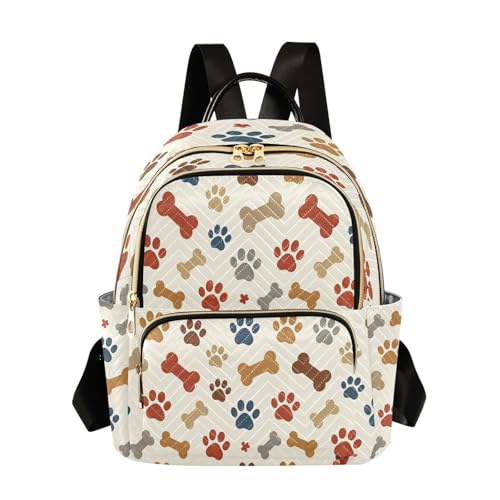 Sac à dos matelassé pour femme 14 L en polyester imprimé pattes de chien