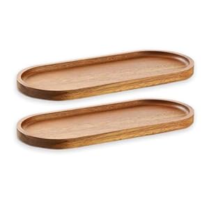 Wood Serving Trays 29×10.5CM Charcuterie Boards Oval Wooden Plates Wood Serving Platter Cheese Dinner Plates Bulk for Dessert Snack Bread Fruit Appetizer Dishes (2)