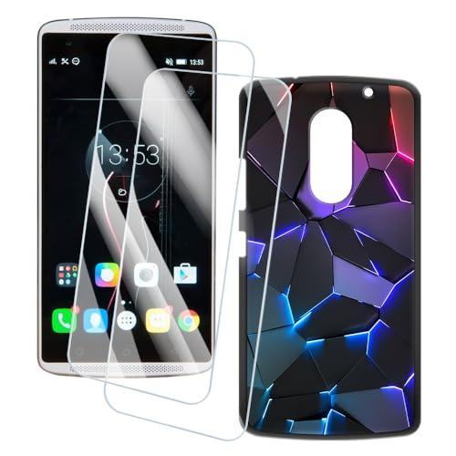 OAGELIM 2er Pack Bildschirm Schutzfolie + Hülle Kompatibel mit Lenovo Vibe X3 (5.5 Zoll) Künstlerisch Bedruckte Hülle & Gehärtetes Glas Kratzfest (Spalte)
