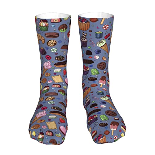 AOOEDM Sweet Biscuit Croissant Chocolate Blueberry calcetines para hombres mujeres Casual calcetines cortos 40 Cm calcetines deportivos confort medias de tubo Cover