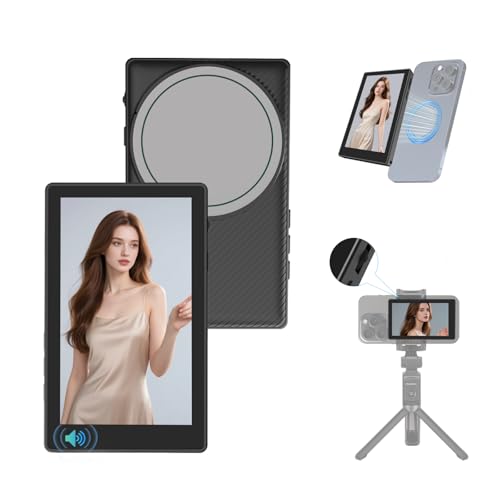 Selfie Monitor Screen for iPhone, Built-in Speaker, Wireless Magnetic Selfie Screen with Audio, Back Camera Monitor for Selfie Vlog Live Stream TikTok, Compatible with iPhone & Android