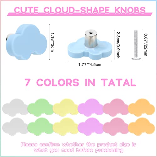 Geelin 14 Pcs Silicone Cloud Shape Cabinet Knobs With Screws Soft Cabinet Handle Pulls Cartoon Dresser Knobs For Girls Boy Kids Baby Nursery Kitchen Door Drawer Closets Cupboards, 7 Morandi Color #TOP1