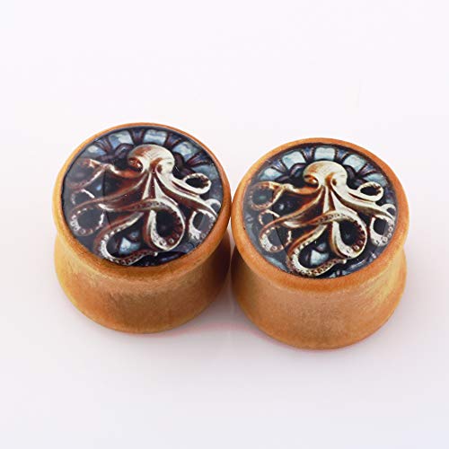 TIANCI FBYJS 5 Pairs Wooden Gauges Organic Wood Double Flared Ear Tunnels Expander Plugs Stretcher for Women Men 5 Style 8mm