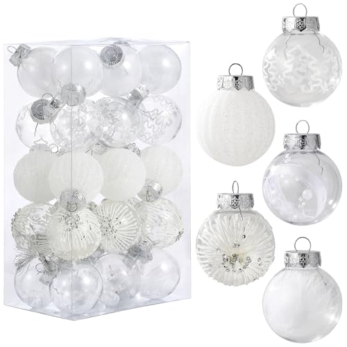 Garvee 30 Pcs Christmas Ball Ornaments, 2.36 Inch/6 Cm Shatterproof Christmas Tree Balls for Holiday Wedding Party Decoration, White