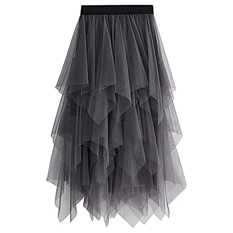 YILEEGOO High Waist Tulle Midi Skirt Cover