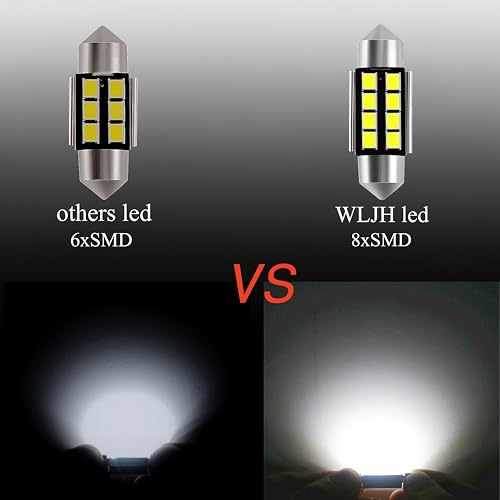 Image of WLJH 6418 Led Festoon Bulb 36mm 1.42in C5W Led, Super Bright 8SMD 2835 Chips 400lm 6000k White Interior Led Bulb for Car License plate light Map Dome Courtesy Trunk Light etc, Pack of 10pcs