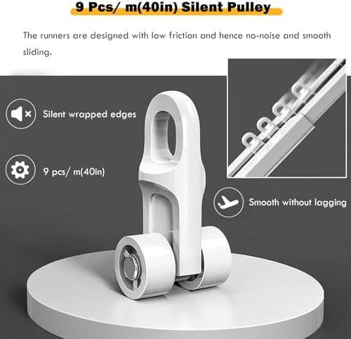 Ceiling & Wall Mounted Curtain Track Set, Adjustable 3-14 FT Aluminum Rail for Heavy Duty Drapes, Tulle & Fabric, Telescoping Curtain Rods, Easy Install