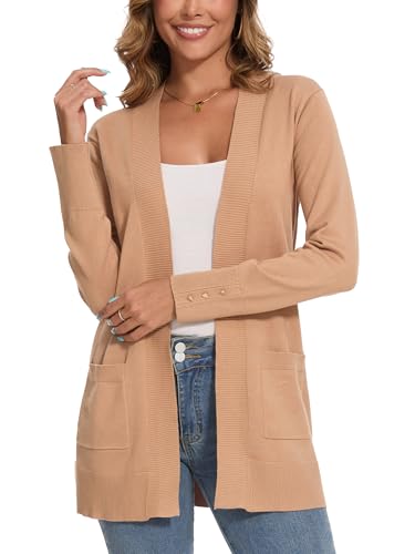 Image of Spicy Sandia Womens Open Front Cardigan Sweaters with Pockets | Long, Dressy Casual, For Office Work Business, 2026 Fall Trendy