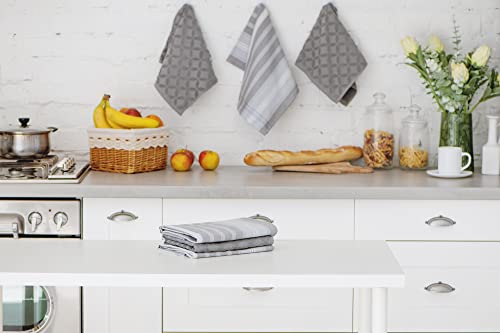 ATEN Homeware Egyptian Cotton Multipurpose 6 Pack Kitchen Towels Set, 3 Tea towels 50 x 70 cm & 3 Soft Hand Towels for Kitchen 50 x 50 cm - Highly Absorbent, Quick Dry, Made in Egypt (Grey) - Image 6