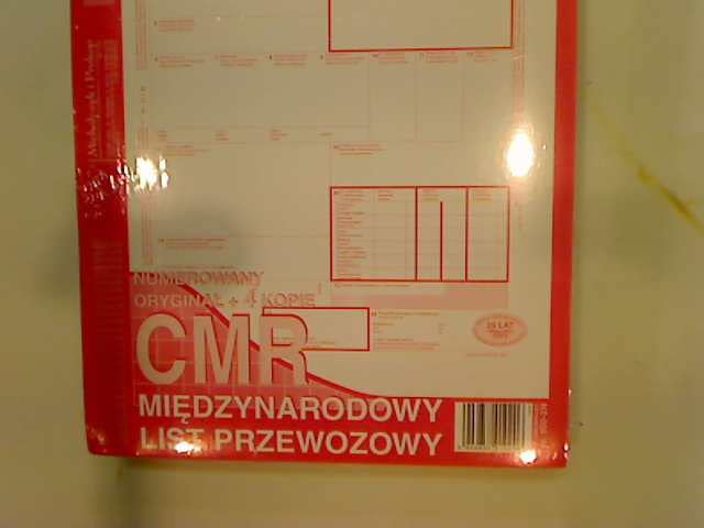 CMR: International consignment note (pre-numbered), A4, (original+4 copies)