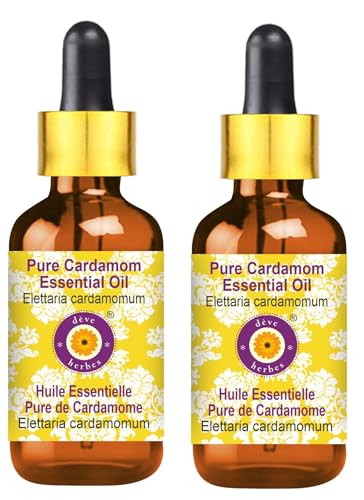 Huile essentielle de Cardamome Deve Herbes Pure et Naturelle - Pack de 2 x 100ml avec Compte-Gouttes