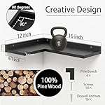 4 Tier Floating Corner Shelves Black Set of 4, Rustic Pine Wooden Floating Corner Wall Shelf for Wall Décor Storage, L Shaped Corner Shelf Wall Mount for Bedroom, Living Room, Bathroom, Kitchen. - Image 2