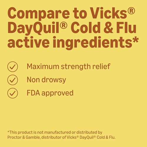 Amazon Basics Daytime Cold and Flu Relief, Non-Drowsy, Liquid Medicine, Original Flavor, 12 fl oz (Pack of 1) (Previously Care) - image 3