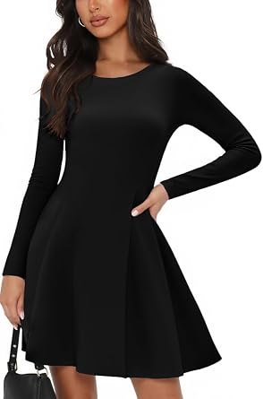 Womens Long Sleeve Semi Formal Mini Dress | Lined, Elegant Pleated Flowy Cocktail Party Short Wedding Guest Dresses