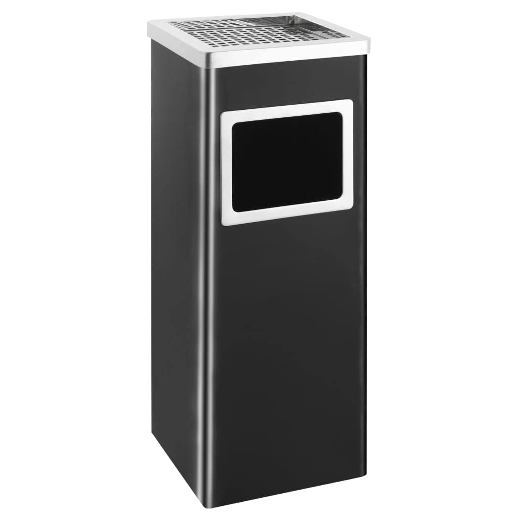 Outdoor Ashtray Waste Bin 9.5 Gallon Steel Standing Garbage Can for Hotel Restaurant Office Smoking Areas Black