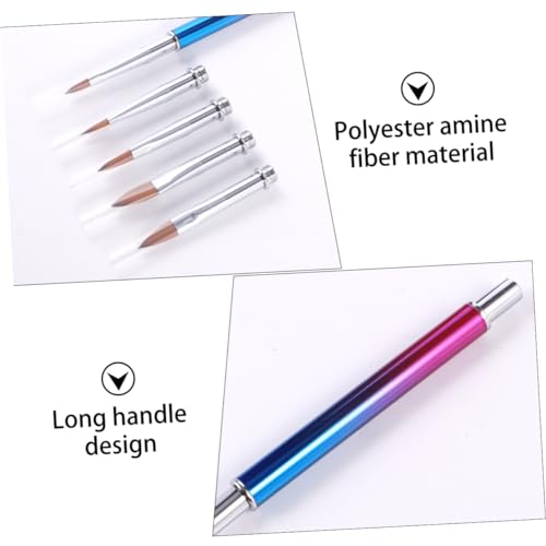 HONMEET 4 Pçs Caneta De Unha Roxo Pincel De Escrita Cabeça Redonda Escrita Ferramentas De Unhas Gel