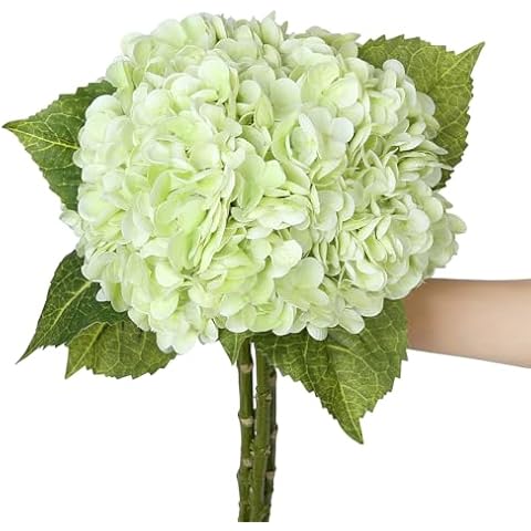 SITUMEIZI Green Hydrangea Artificial Flower Faux Hydrangea Green Flowers 21 Inch Fake Hydrangeas 3Pc Cover