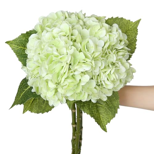 SITUMEIZI Green Hydrangea Artificial Flower Faux Hydrangea Green Flowers 21 Inch Fake Hydrangeas 3Pc