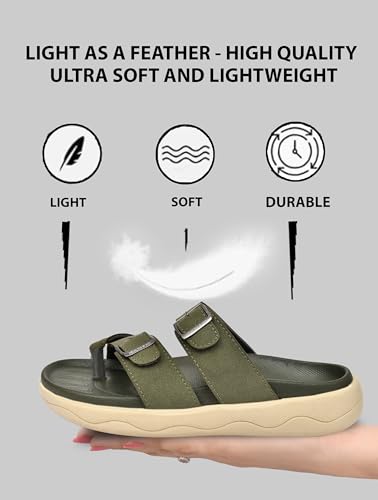 Image of HEALTH FIT Extra Soft Premium Classic Cushion Sliders /with Adjustable Buckle Strap & Light Weight Anti-SkidWaterproof Luxurious Slippers for Men's HF119
