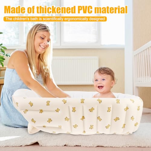 Inflatable Baby Bathtub PVC Toddler Bath Tub Built in Air Pump Foldable Travel Shower Basin Ergonomic Infant Bath Tub for Baby - Image 6