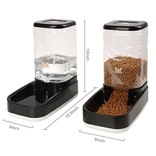 Elevon Automatic Dog Cat Gravity Food And Water Dispenser Set With Pet Food Bowl For Small Large Pets Puppy Kitten Rabbit Large Capacity(Black) #TOP2