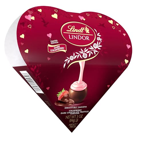 Lindt LINDOR Strawberry Dark Chocolate Candy Truffles Friend Heart, Valentine's