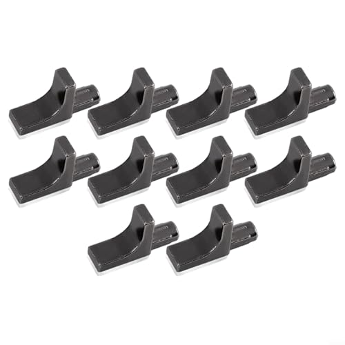 Yuanpgky 10 pinzas de soporte de metal en forma de L con proceso de remachado para muebles, armarios y estantes en color plateado y negro (negro)