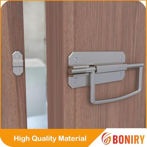Image of Boniry Door Latch Lock, Kadi /Kundis with Grab Handles - Solid Metal Door Stopper for Bathroom, Home, Office - Easy Install, Smooth Sliding, Heavy Duty Latch (2, Matt)
