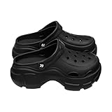 ARRIA AirClog Chunk Platform Shoes, Unisex, Lightweight Slip-On Clogs, 2.5 Inch Platform, Breathable, Quick-Dry, Customizable Charms for Travel, Beach, Nurses, Gym & Home (Medium, Black)