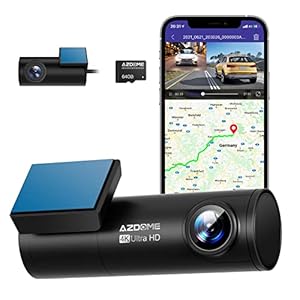 AZDOME 4K Dash Cam Front and Rear, Built in WiFi & GPS & Voice Control M300S Dual Dashcams for Cars, Car Camera with UHD…