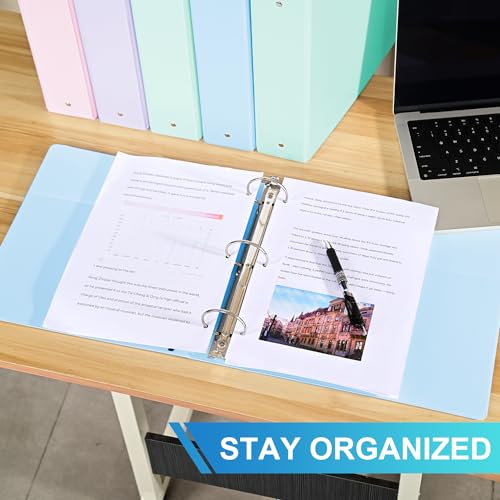 2\'\' 3-Ring-Binder with Pockets, 450 Sheets Capacity, 2 inch Binders fits 11\" x 8.5\" US Letter Size, Assorted 4 Pastel Colors - Ideal for School, Office, and Home Use (2 inch) - Thumbnail 5