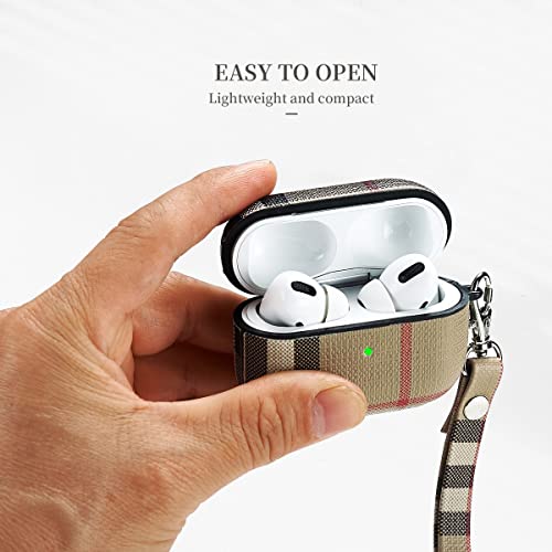 Luxury Leather Case For Airpods Pro(1St & 2Nd Generation), Fashion Pu Shockproof Anti-Slip Protective Cover Accessories Set For Airpods Pro Case With Con Wrist Strap, And Keychain #TOP2