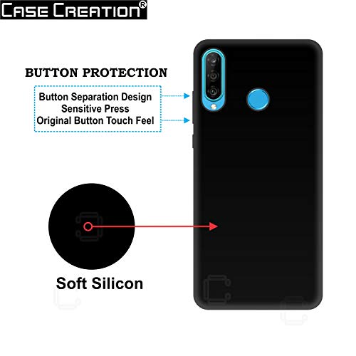Image of Case Creation for Huawei P30 Lite 2019 Back case, Huawei P30 Lite Slim Flexible Smart Look case with 360 Camera All Angle Protection (Pure Black)