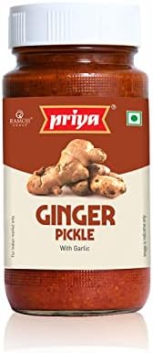 Priya Ginger Pickle With Garlic,500G-Authentic Telugu Style Adrak Achar|Traditional South Indian Taste|Homemade Andhra Pickles|Khatta Meetha|With Tamarind Paste,Jaggery&Mixed Spices|Glass Jar