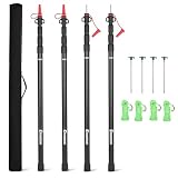 Dreamtrue Tarp Poles Telescoping, Upgraded 4-Section Adjustable Tent Poles, Heavy Duty Aluminum 8.7Ft Length Shade Sail Poles, Canopy Awning Support Poles Set Sun Shade Cloth Poles(Black-4pcs)