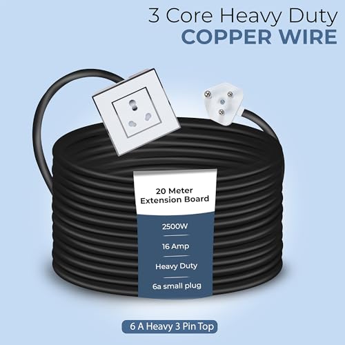 Image of Extension Board Heavy Duty Multi Socket 15A /16A /20A (2500 Watts 6A Small Plug, 20 Meter)