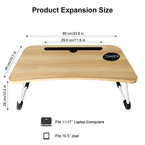 Lap Desk Foldable Bed Table Portable Multi-Function Lap Bed Tray Table With Storage Drawer And Cup Slot, Notebook Stand Breakfast Bed Tray For Sofa, Bed, Terrace, Balcony, Garden #TOP5