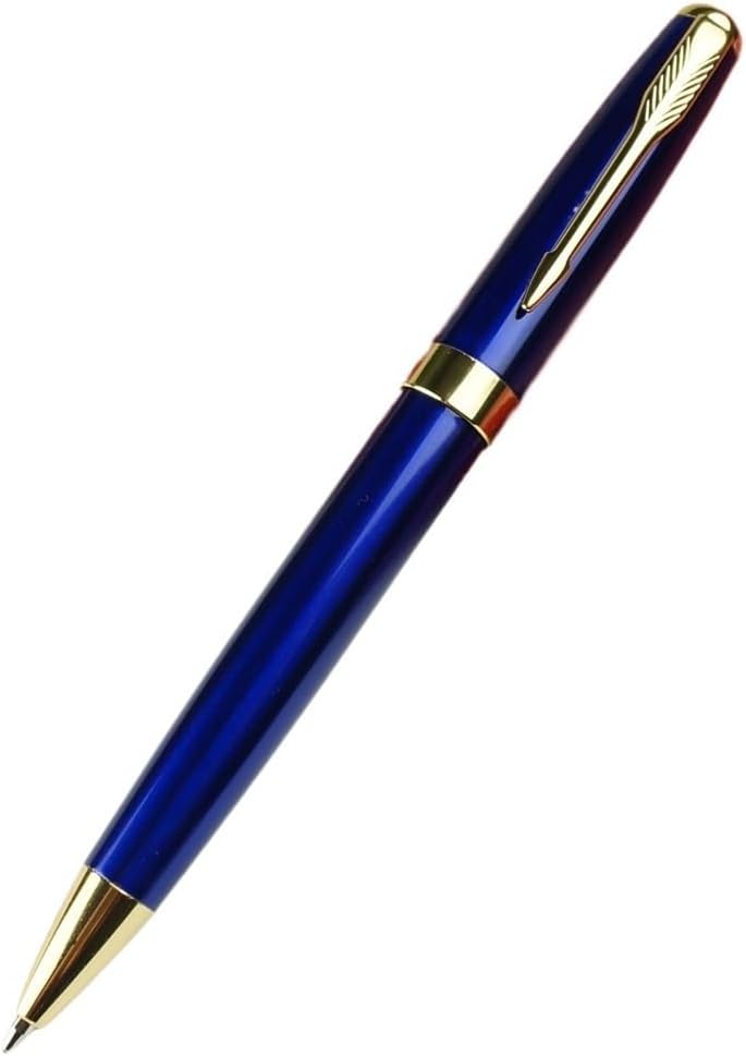 Metal Ballpoint Pen, Black Ink Medium Point 1.0mm Smooth Writing Retractable Ball Point Pen Business Signature Pen(Blue)