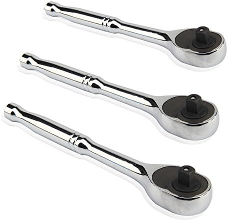 Xpork 3PCS Ratchet Handle Set 1/4" 3/8" 1/2" Drive Heavy Duty Quick Release Carbon Steel Professional Set Heavy Duty Quick Lever Release Wrench for Furniture Auto Car Repair