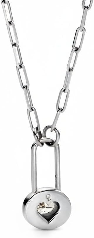 Lock & Luna Charm Necklace - Emerald, Oval or Round Cut Diamond or Moissanite Stone - Engraving Options - Adjustable Chain Length