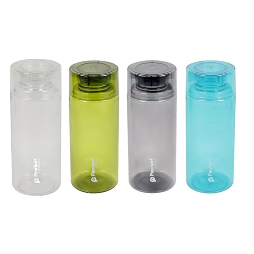 Image of PEARLPET Amaya Water Bottle for Home | Leak Proof Bottles for Refrigerator | BPA-Free, Food Grade, Plastic | Set of 4, 650 ML Each, Multicolor