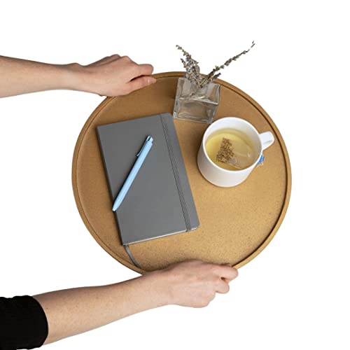 Round Gold Serving Tray | 15 Inches Large Decorative Wood Trays With Rimmed Edge For Coffee Table, Kitchen Counter, Ottoman Tray For Farmhouse Decor, Dining And Living Room (15''L X 15''W X 0.75''H) #TOP26