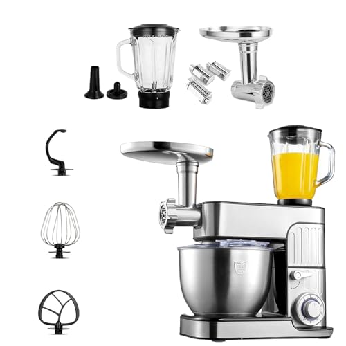 TDSYOCG Multi Food Processor, Stand Mixer 6+P-Speed, 5L/7L Food Mixers for Baking With Meat Grinder And Juicer And Splash Guard,Home 3-In-1 Electric Stand Mixer, For Wheaten Salad Cake Baking