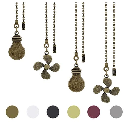 4 Pieces Ceiling Fan Pull Chain, Ceiling Fan Pulls Decorative, Ceiling Fan Pull Chain Ornaments, Fan Pull Chain with 12 inches 3.2mm Diameter Beaded Ball Ceiling Fan Pull Chain Extender - Bronze