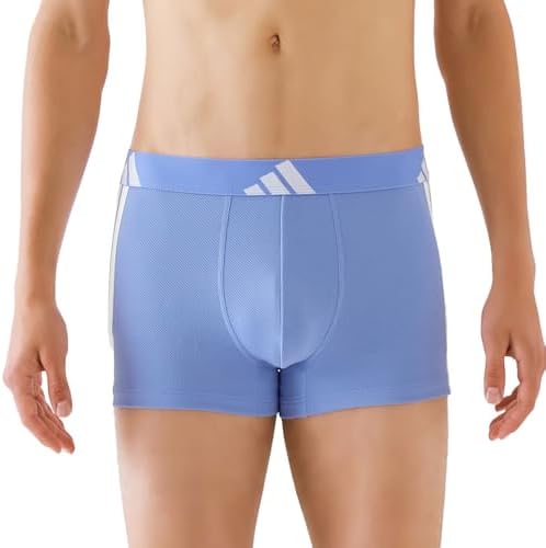 Adidas Men's Boxer Briefs, Front Closure, 3-Stripe, Sweat Absorbent, Quick Drying, Grace Blue, LL