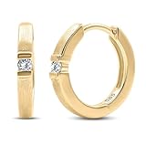 KLASSISCHE KOMBINATION: Warmes Gelbgold trifft auf funkelnde Diamanten. Kleine, stilvolle Сreolen mit Diamanten aus Gold – ideal für Frauen und junge Damen