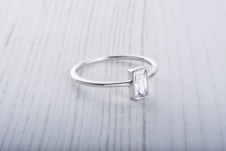 Bague argent 925 solitaire CZ incolore, le cadeau mémorable - 2