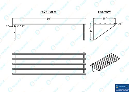 Image of AmGood 18 in. x 60 in. NSF Stainless Steel Tubular Wall Shelf | Heavy-Duty Metal Shelving for Appliances & Equipment | Ideal for Kitchen, Restaurant, Garage, Laundry, Utility Room