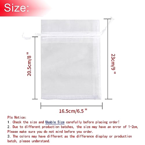 Image of Dealglad 50pcs Drawstring Organza Jewelry Candy Pouch Christmas Wedding Party Favor Gift Bags (7x9 inch, White)