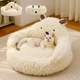 Cat Dog Bed Cozy Llama Sleeping Nest Pad Kitten Sofa Backrest Washable Removable Puppy House Indoor Teepe (Small,White(Sofa Style))